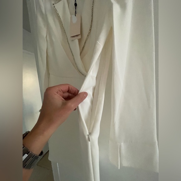 Cinq A Sept Ivory mini Dress Barette blazer Dress Size 4 rehearsal dinner dress - Picture 15 of 16